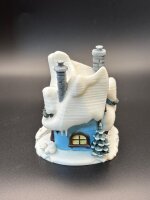 winterliches Haus in blau, handbemalt, **Einzelstück**