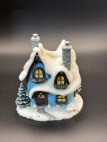 winterliches Haus in blau, handbemalt, **Einzelstück**