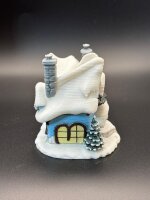 winterliches Haus in blau, handbemalt, **Einzelstück**